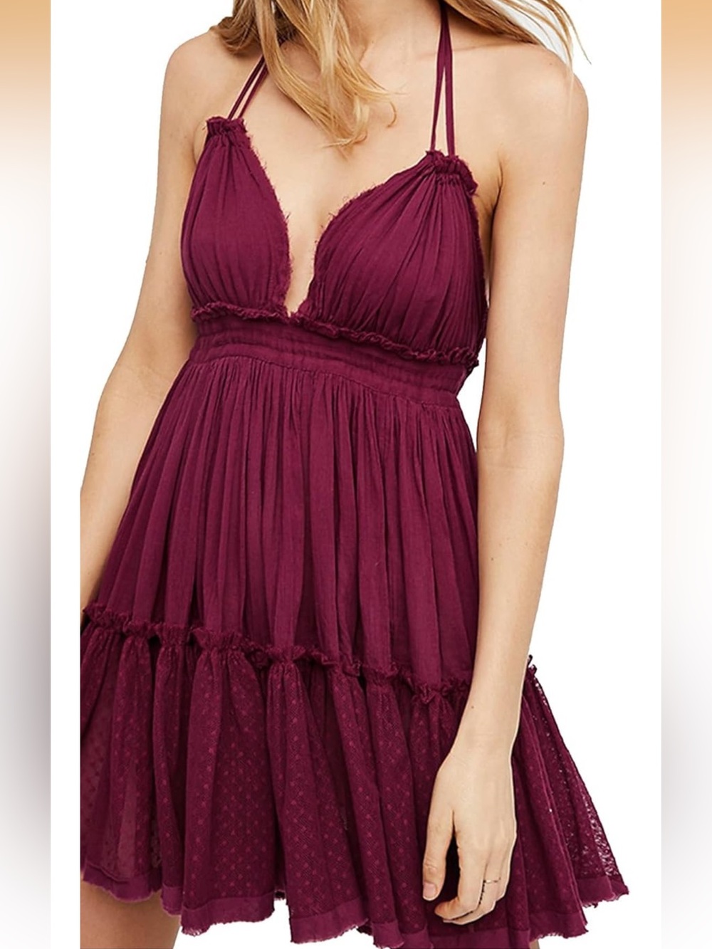 Wine Red Backless Mini Dress